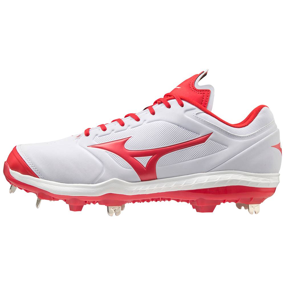 Zapatillas Sofbol Mizuno Sweep 5 Bajas Metal Mujer Blancas/Rojas Outlet MRDI-20674